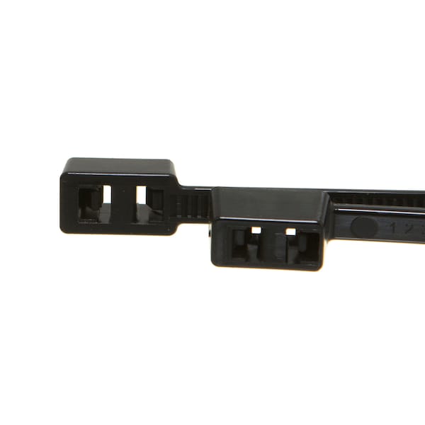 Mounting Cable Tie, 15 in L, 4 in Max Bundle Dia., UV Resistant Black, Nylon 6/6, 50 lb Strength, 100 PK